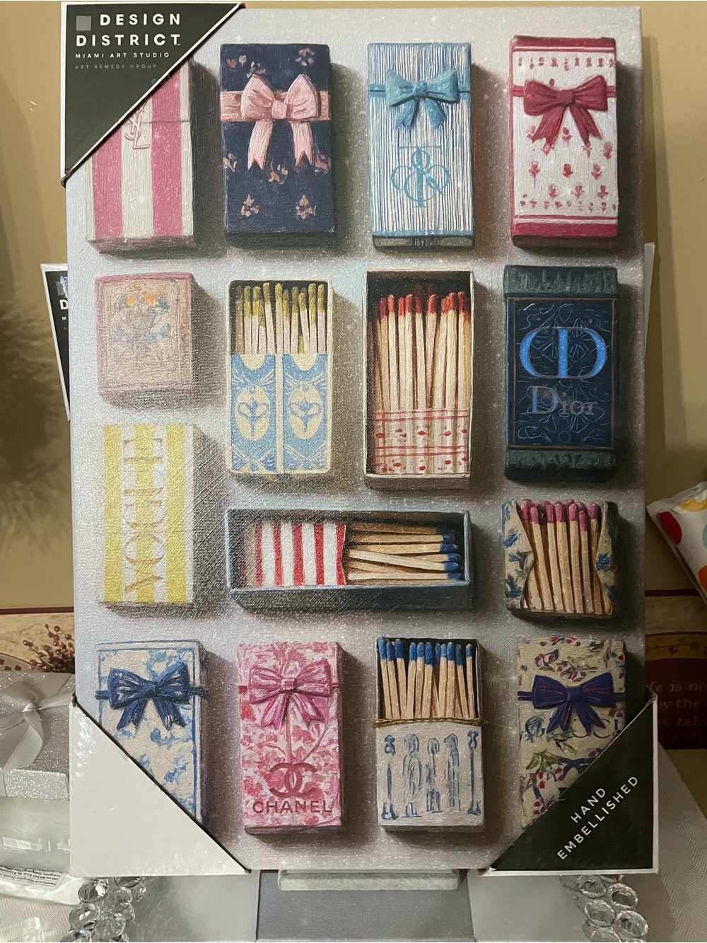 Design District Hand-Embellished Matchbox Art Canvas - nwt